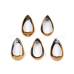 電気メッキガラスチャーム  エッジメッキ  ティアドロップ  ダークチソウ  14x8x4mm  穴：1mm&nbsp;EGLA-N006-065