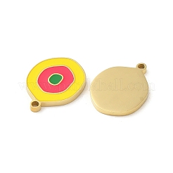 304ステンレスペンダント  エナメル  フラットラウンドのチャーム  14KGP本金メッキ  きいろ  17x13x1.4mm  穴：1.4mm&nbsp;STAS-L025-008G-02
