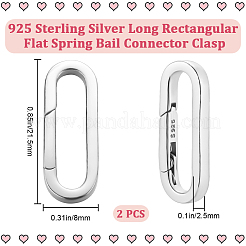 スターリングシルバーのスプリングゲートリング2個、925個  オーバル  プラチナメッキ  21.5x8x2.5mm&nbsp;STER-BBC0008-03P