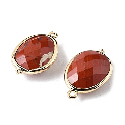 Natural Red Jasper Faceted Oval Connector Charms&nbsp;G-H323-02G-05
