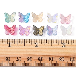 50個透明ガラスチャーム  混合スタイル  蝶  ミックスカラー  9.5x11x3mm  穴：0.8mm&nbsp;GLAA-FS0001-06