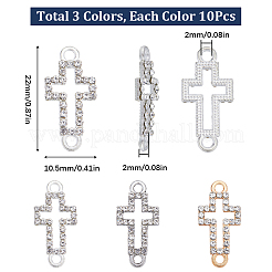 30Pcs 3 Colors Alloy Crystal Rhinestone Connector Charms&nbsp;ALRI-SC0001-39
