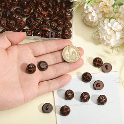 1つ穴プラスチックボタン  半円  ココナッツブラウン  15x9.5mm  穴：2.5mm&nbsp;BUTT-CA0001-34C