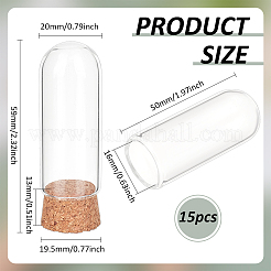高ホウケイ酸ガラスドームカバー  装飾ショーケース  コルク底のクロッシュベルジャー  アーチ  透明  59x20mm  15pc&nbsp;FIND-BC0014-02B