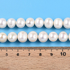 天然養殖淡水パールビーズ連売り  ラウンド  乳白色  9~10mm  穴：0.5mm  約46個/連  15.16~15.55''（38.5~39.5センチメートル）&nbsp;PEAR-N016-09D