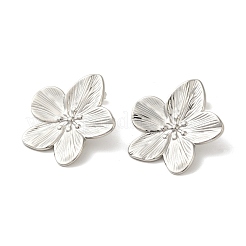変色しないステンレススチール製ダングルイヤリング304個  花  ステンレス鋼色  32.5x31.5mm&nbsp;EJEW-Z045-03P
