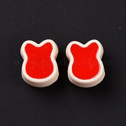 ラバー加工アクリルヨーロッパビーズ  エナメル  大穴ビーズ  兎  ミックスカラー  12.6x10.2x8.2mm  穴：4.8mm&nbsp;SACR-E009-12