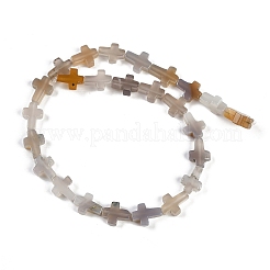 天然石グレーアゲートビーズ連売り  クロス  15x11.5x4.5mm  穴：0.7mm  約25個/連  15.75''（40センチメートル）&nbsp;G-I369-A19-02