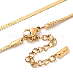 Ion Plating(IP) 304 Stainless Steel Heart Pendant Flat Snake Chain Necklaces for Women&nbsp;NJEW-G142-05G