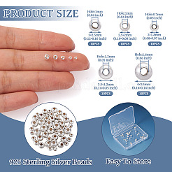 50 個 5 スタイル 925 スターリングシルバービーズ  ラウンド  銀  2~4x1.2~3.5mm  穴：0.7~1.6mm  10個/スタイル&nbsp;STER-TA0001-18