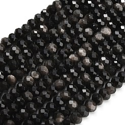 Natural Silver Obsidian Beads Strands&nbsp;G-C280-A02-01