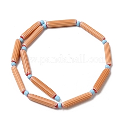 手作りのランプワークシェブロンビーズ  細長い卵形ビーズ  ミックスカラー  28~29.5x4.5~6mm  穴：0.8mm  約13個/連  14.56''~16.14''（37~41センチメートル）&nbsp;LAMP-Z019-01-01M
