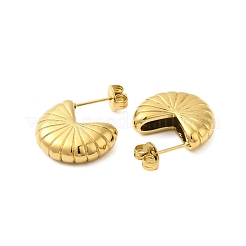 女性用304ステンレススチール扇形スタッドピアス  ゴールドカラー  18x5.5mm&nbsp;EJEW-U020-07G