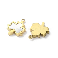 イオンプレーティング（IP）304ステンレススチールチャーム  パヴェシェル付き  18KGP本金メッキ  葉  12x10x2mm  穴：1.2mm&nbsp;STAS-Z099-02G-04
