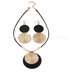 Flat Round Alloy Pendant Necklace & Dangle Earring Sets&nbsp;FS-WGFADC7-03