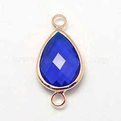 Golden Tone Brass Glass Teardrop Links connectors&nbsp;GLAA-J010A-HF08-G