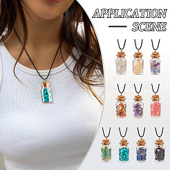 Natural & Synthetic Gemstone Chip and Glass Bottle Pendant Necklaces&nbsp;NJEW-TAC0016