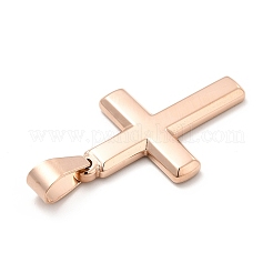 イオンプレーティング（IP）304ステンレスペンダント  クロスチャーム  ローズゴールド  34.5x22.3x3mm  穴：10x5.5mm&nbsp;STAS-K244-03RG