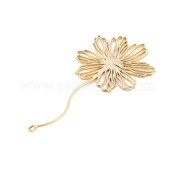 真鍮チャーム  カドミウムフリー＆ニッケルフリー＆鉛フリー  花  18KGP本金メッキ  49.5x23x1mm  穴：1.2mm&nbsp;KK-A238-03G