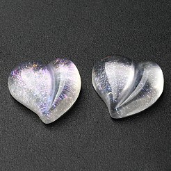 半透明の樹脂カボション  キラキラハート  透明  15.5x16x6.5mm&nbsp;RESI-B016-03B