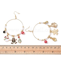 Christmas Theme Alloy Enamel Dangle Earrings&nbsp;LS-EJEW-B068-01G-02