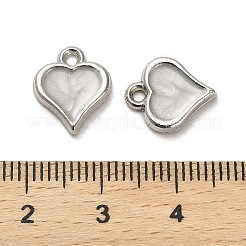 合金エナメルチャーム  ハートチャーム  プラチナ  12.5x10.5x2mm  穴：1.5mm&nbsp;ENAM-R145-03P
