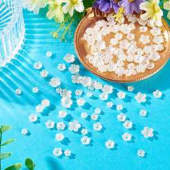 50g パール ABS プラスチックビーズ  花  ホワイト  5.5~10.5x5~10x2~4.5mm  穴：1.2~1.4mm&nbsp;KY-TADJ0001-05