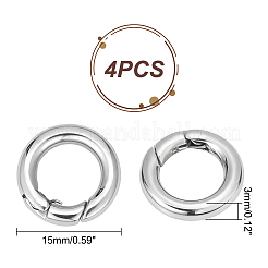 滑らかな304ステンレス鋼スプリングゲートリング4個  Oリング  留め金スナップ  ステンレス鋼色  9ゲージ  15x3mm&nbsp;STAS-UN0041-72