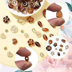 金色の金属で編まれたアクリルビーズセット100個  混合図形  ミックスカラー  8~19.5x8~19.5x3.5~9mm  穴：1~2.2mm&nbsp;OACR-SC0002-44