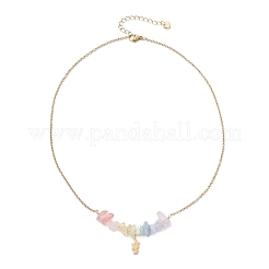 Chakra Gemstone Chip Beads & 304 Stainless Steel Butterfly Pendant Cable Chain Necklaces for Women&nbsp;NJEW-JN05826