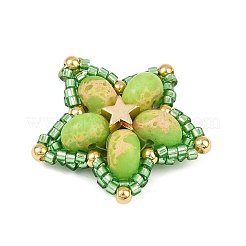 Handmade Glass Seed Beaded & Synthetic Dyed Imperial Jasper Beads Pendants&nbsp;PALLOY-MZ00752