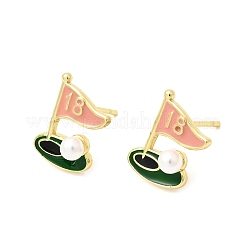 Ship Brass Enamel Stud Earrings&nbsp;EJEW-H180-24G