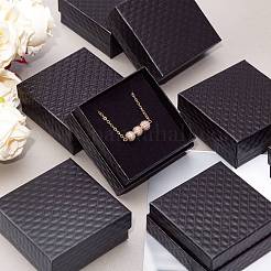 厚紙のジュエリーボックス  ペンダント＆イヤリング＆リング  内部のスポンジ  正方形  ブラック  7.5x7.5x3.5cm&nbsp;CBOX-N012-25B