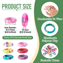 30Pcs Handmade Polymer Clay Finger Rings&nbsp;RJEW-TA0001-11A