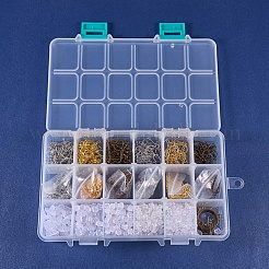 DIYジュエリーキット  真鍮指カン付き  真鍮のピアスフック  プラスチック製ピアスキャッチ  真鍮製丸カンと5インチ錆びないラジオペンチ  アンティークブロンズ＆ゴールデン＆プラチナ  16.5x10.8x3cm&nbsp;DIY-YW0001-22