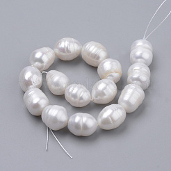 天然養殖淡水パールビーズ連売り  ライス  貝殻色  10~14x9~10mm  穴：0.5mm  約14個/連  6.69インチ（17cm）&nbsp;X-PEAR-S012-43