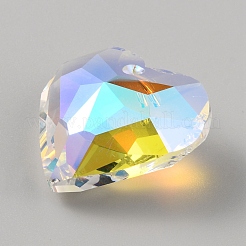K9ガラスチャーム  ハートチャーム  ハート  29x30x16.5mm  穴：1.6mm&nbsp;FIND-WH0159-90
