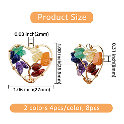 8Pcs 2 Colors Chakra Natural Gemstone Chip Pendants&nbsp;FIND-FH0005-10
