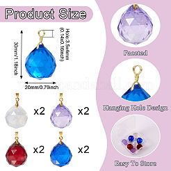 8Pcs 4 Colors Transparent K9 Glass Pendants&nbsp;FIND-TA0003-17
