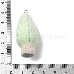 フロッキー不透明樹脂ペンダント  プラチナトーンの鉄ループ付き  ツリー  46x20x19.5mm  穴：2mm&nbsp;RESI-F062-02B