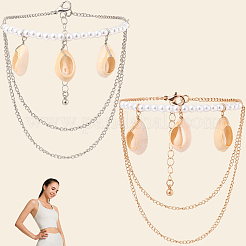 2Pcs 2 Colors Natural Shell Charm Bracelets&nbsp;BJEW-CY0001-04