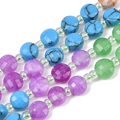 Dyed Natural White Jade & Synthetic Turquoise & Shoushan Stone & Red Netstone Beads Strands&nbsp;G-Z135-B07