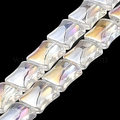 透明電気メッキガラスビーズ連売り  虹メッキ  竹の共同  クリアAB  12x10x5.5mm  穴：1mm  約49個/連  24.02''（61センチメートル）&nbsp;EGLA-H103-AB01