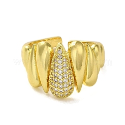 Brass with Cubic Zirconia Rings&nbsp;RJEW-B057-01G-02