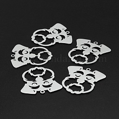 変色しない201ステンレススチールペンダント  レーザー切断  犬の頭  ステンレス鋼色  32x30x1mm  穴：1.6mm&nbsp;STAS-R111-JA676