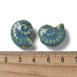 手作りの陶器ビーズ  カタツムリ  士官候補生ブルー  20~21x16~17x9~10.5mm  穴：2~3mm&nbsp;PORC-L080-F11