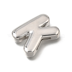 真鍮のスライドチャーム  文字L  ステンレス鋼色  文字k  25x20x5mm  穴：11x2mm&nbsp;KK-Z163-01P-K