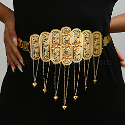 Bohemian Style Alloy Coin Link Chain Flower Body Belly Chains with Heart Tassel for Women&nbsp;WL4695