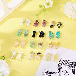 24Pcs 12 Styles Mixed Gemstone Chip Pendants&nbsp;PALLOY-TAC0166