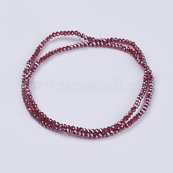 電気メッキガラスビーズセット  パール光沢メッキ  多面カット  ロンデル  暗赤色  3x2mm  穴：0.8~1mm  約135~140個/連  11.81~13.38インチ（30~34cm）&nbsp;GLAA-F078-PL16